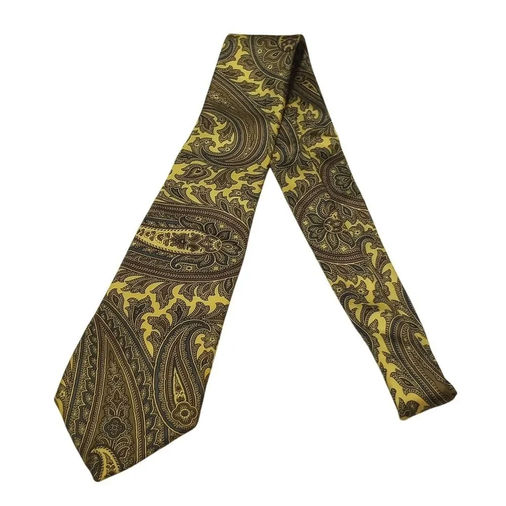 Oscar de la Renta Mens Silk Tie Paisley Cream Silver‎ Purple Blue
